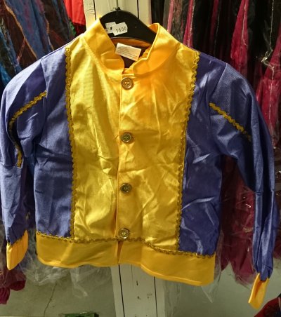 Kinder pietenpak Maat 116 geel-paars