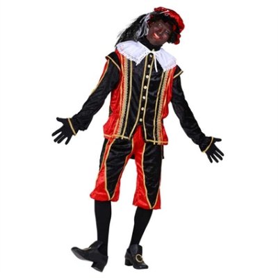 Piet velours 'Bilbao' Rood-zwart maat XXL