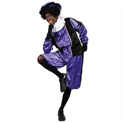 Piet velours paars/zwart maat XXL