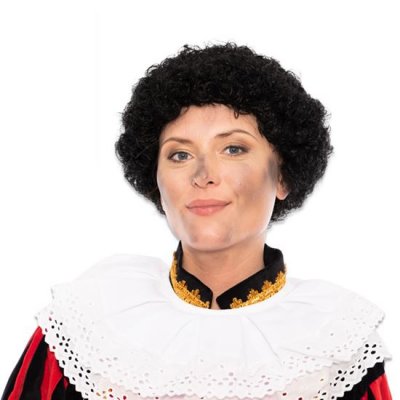 zwartepiet pruik luxe zwart