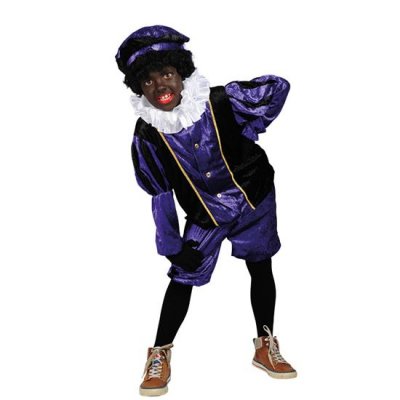 Piet velours paars/zwart Maat 176