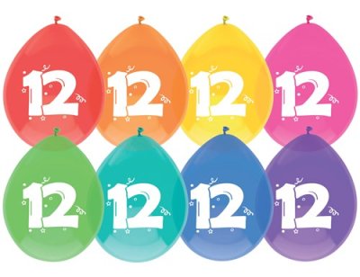 Ballonnen 12 jaar (Ø30cm, 8st)