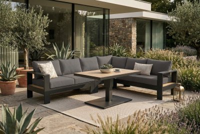 Castello Cornerset Antraciet met HPL Lift Tafel