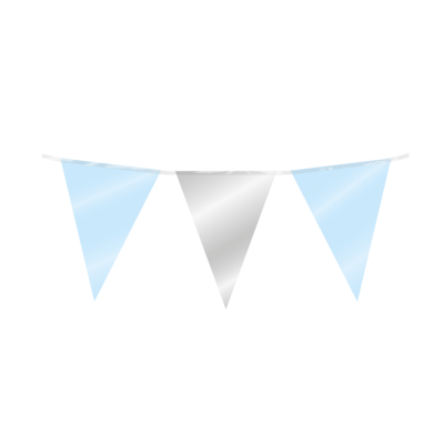 Vlaggenlijn blauw/zilver Folie 10 meter