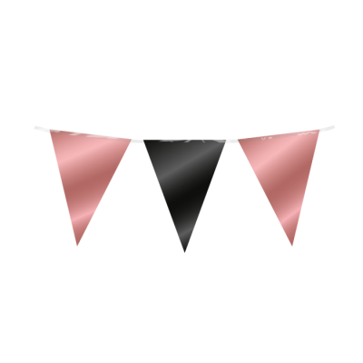 Vlaggenlijn Zwart/goud rose Folie 10 meter