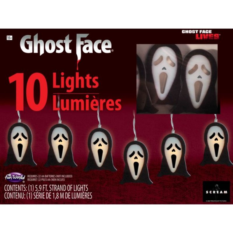10 Ghost Face Lampjes aan Snoer Officiele Licentie - Excl Batterijen
