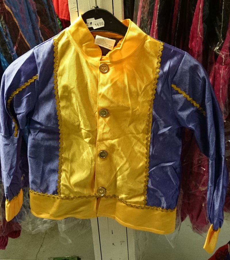 Kinder pietenpak Maat 116 geel-paars