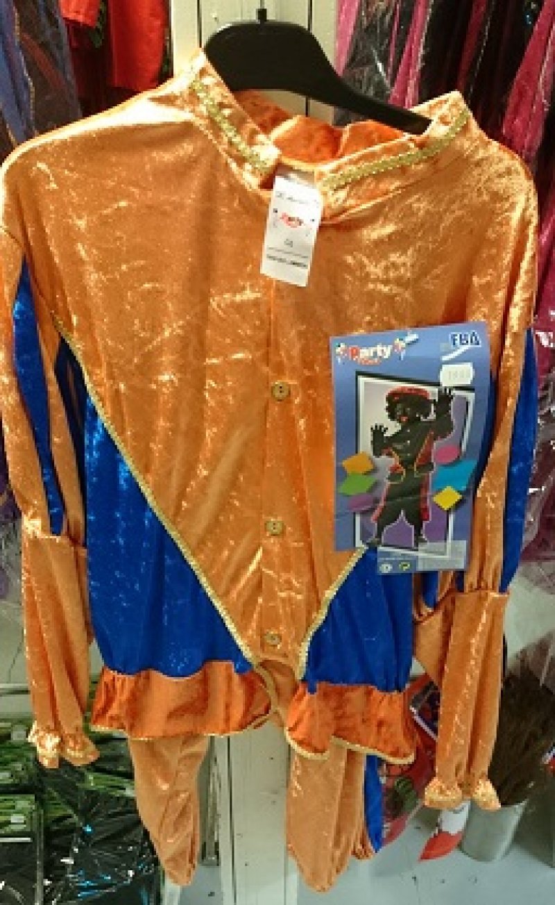 Kinder pietenpak Maat 140 oranje-blauw