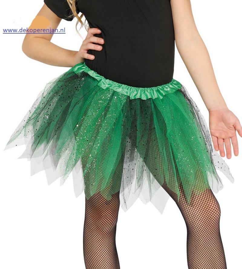 Tutu groen/zwart met glitter