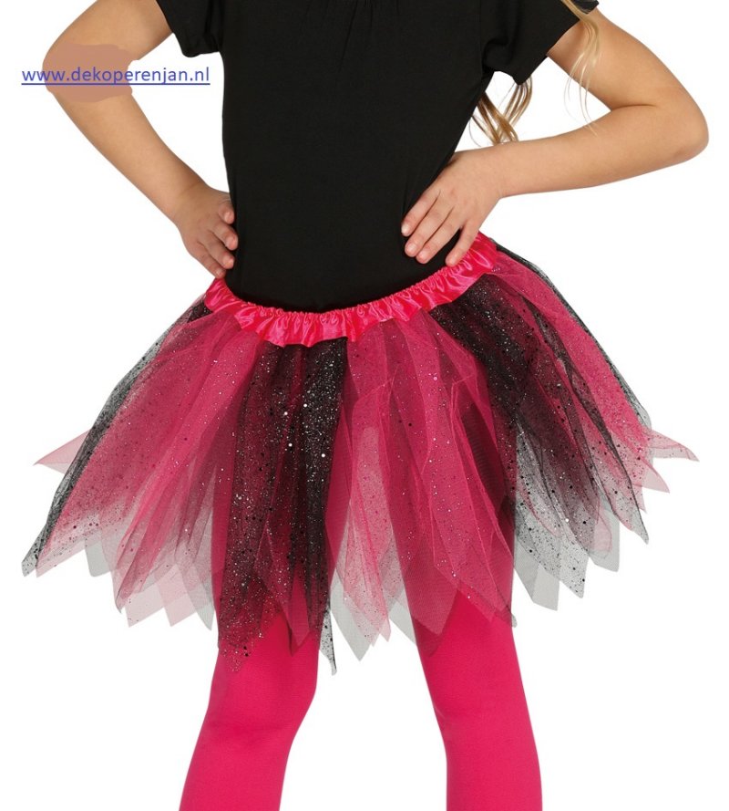 Tutu roos/zwart met glitter