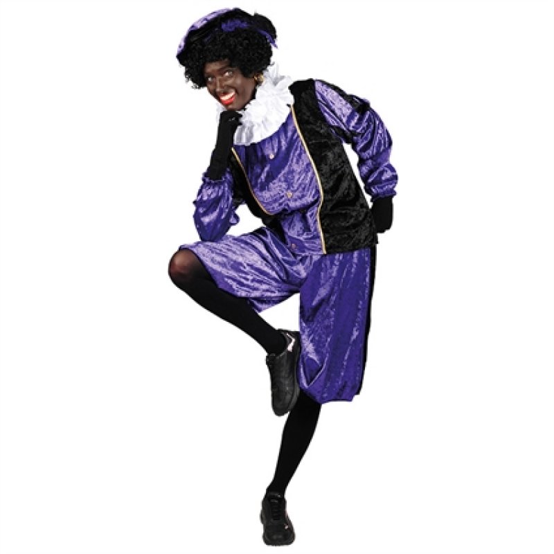 Piet velours paars/zwart maat XXL