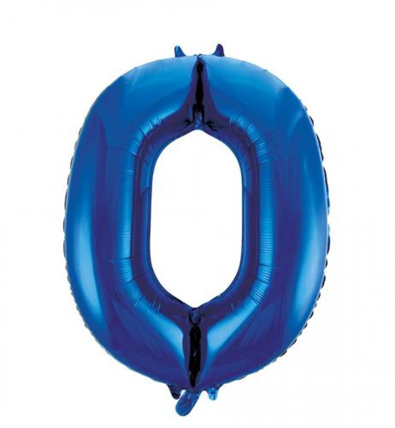 Folieballon 0 blauw 86cm