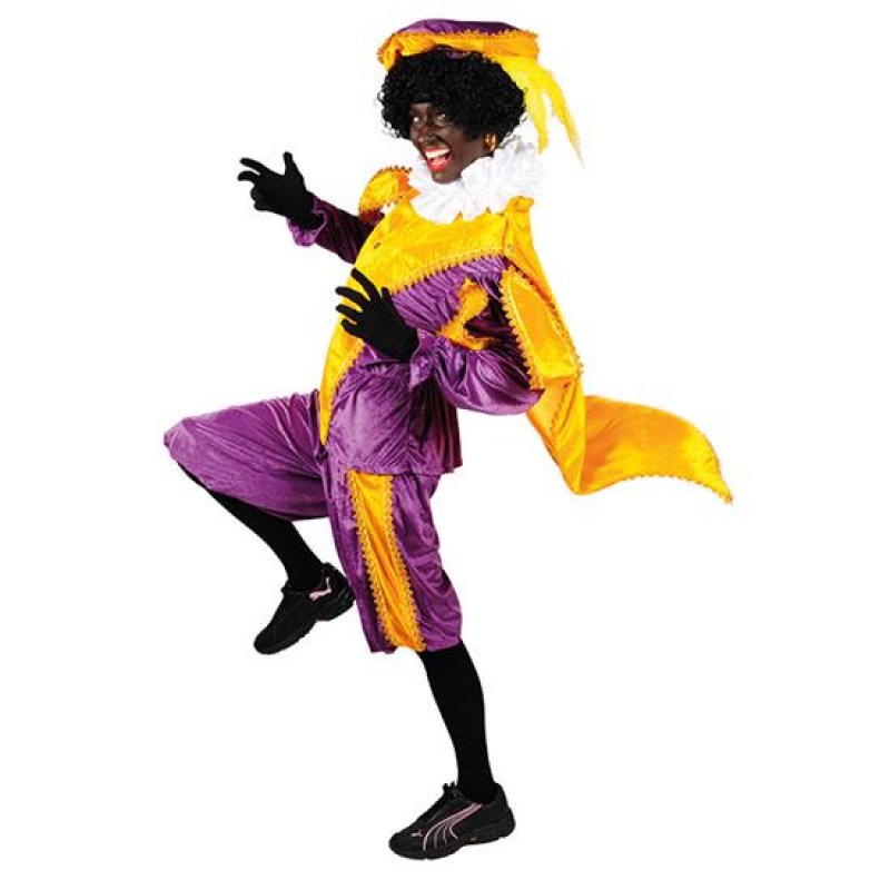 pietkostuum met cape paars geel XL