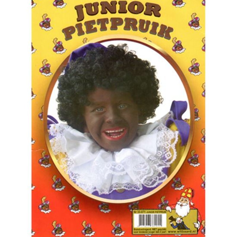 Junior pietenpruik zwart
