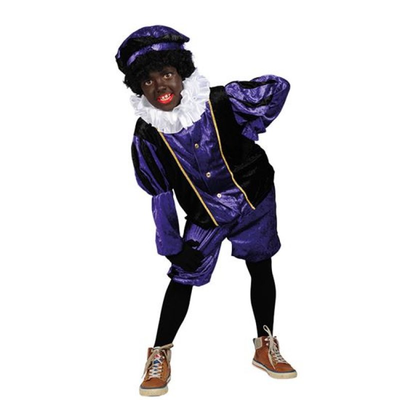 Piet velours paars/zwart Maat 176