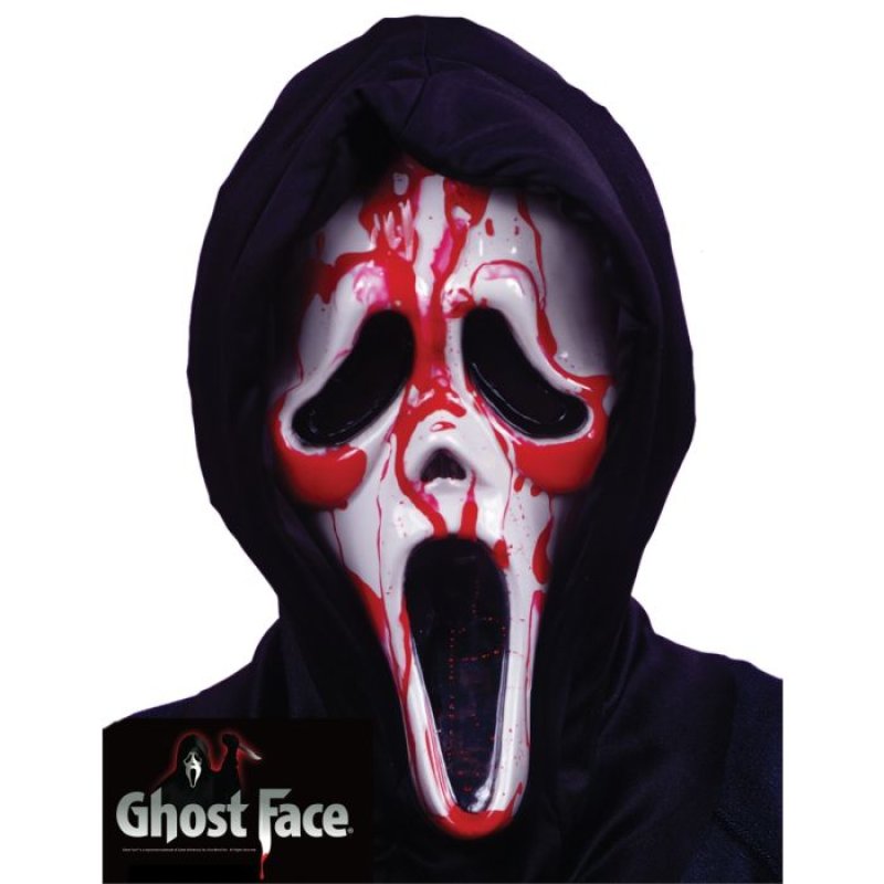 Bloedend Ghost Face Masker met Capuchon + Pomp en Nepbloed Officiele Licentie