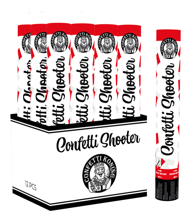 Confetti shooter 40 cm Rood Wit