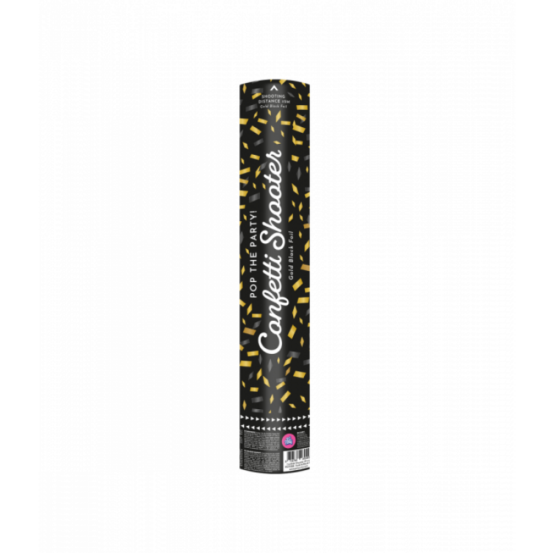 Confetti shooter 40 cm - Goud & zwart folie