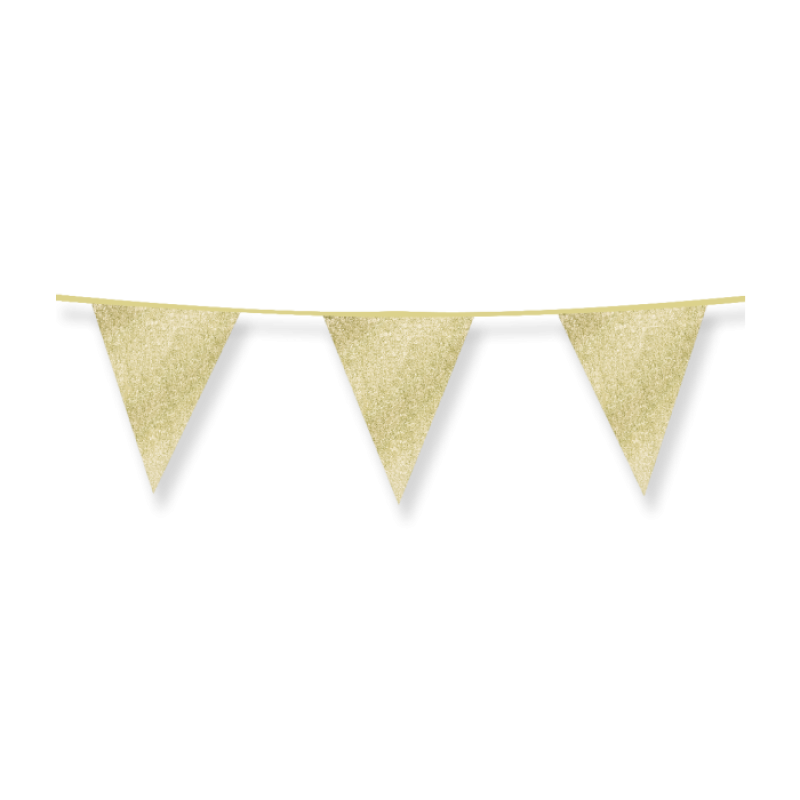 Glitter vlaggenlijn papier 16x20 cm - Gold