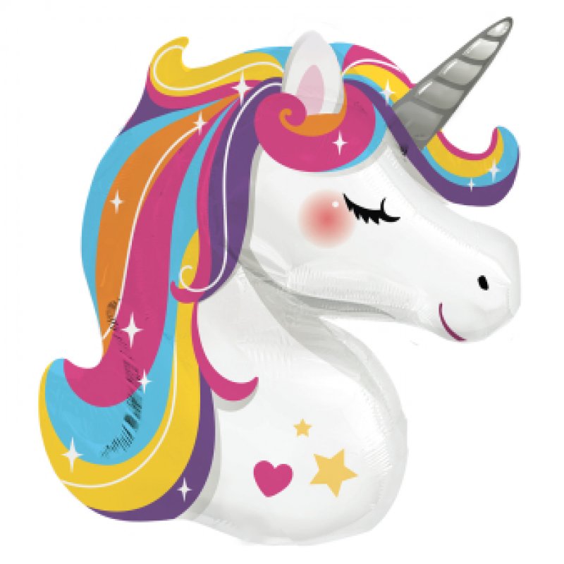 Large Shape Bright Rainbow Unicorn Foil Balloon H70 Packaged 70 cm x 78 cm