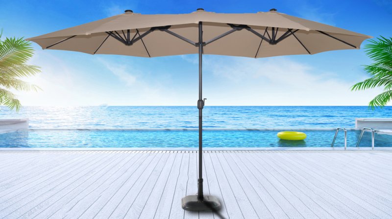 Marbella Umbrella Taupe + Parasolvoet 40KG antraciet