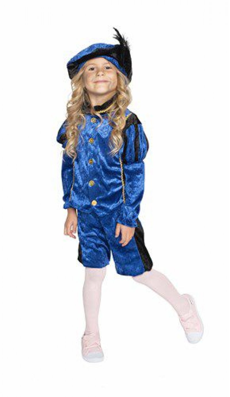 Piet velours blauw/zwart (152cm)