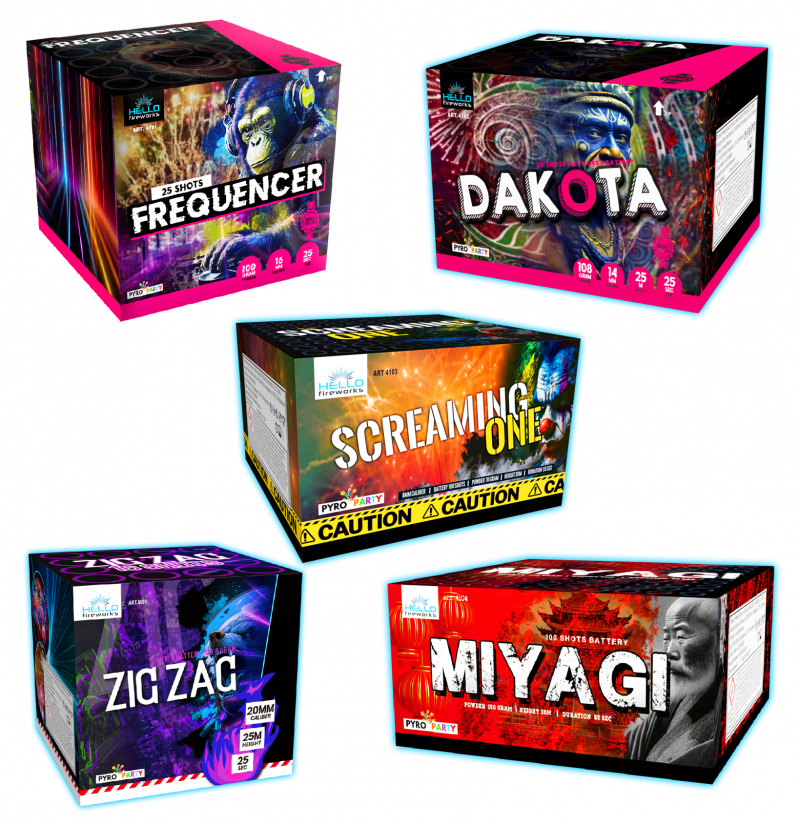 Pyro Party set van 5 cakes