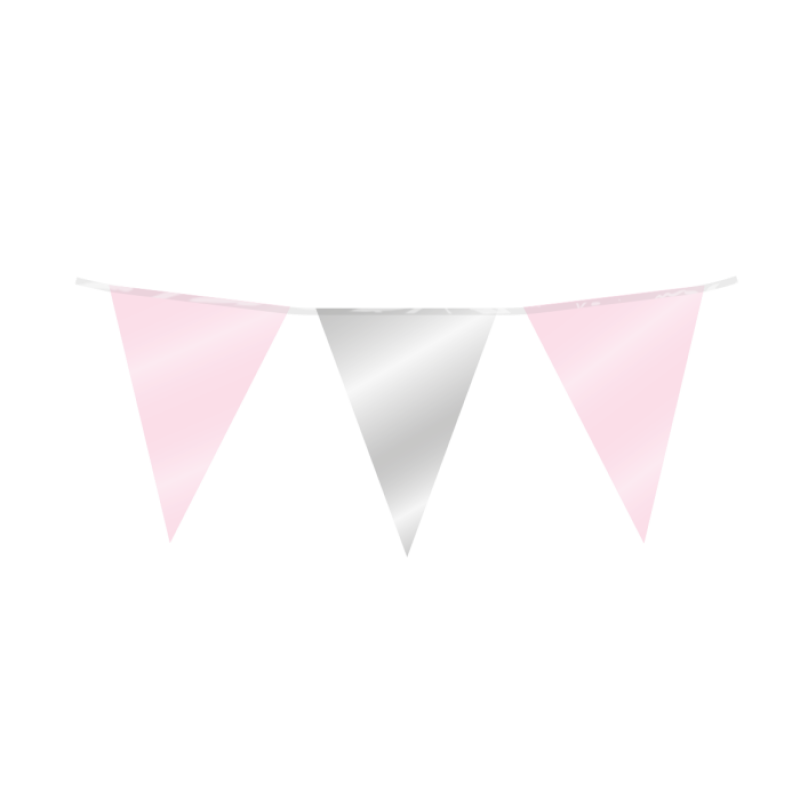 Vlaggenlijn Rose/zilver Folie 10 meter